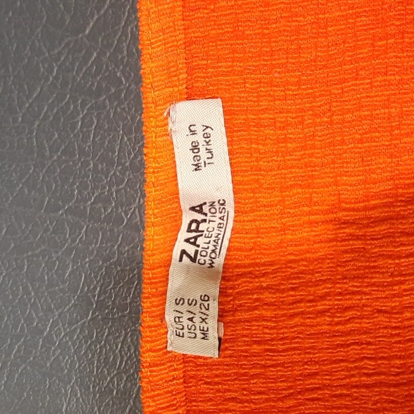 Zara orange textured twist knot front short dolman sleeve top, size small - Picture 7 of 7